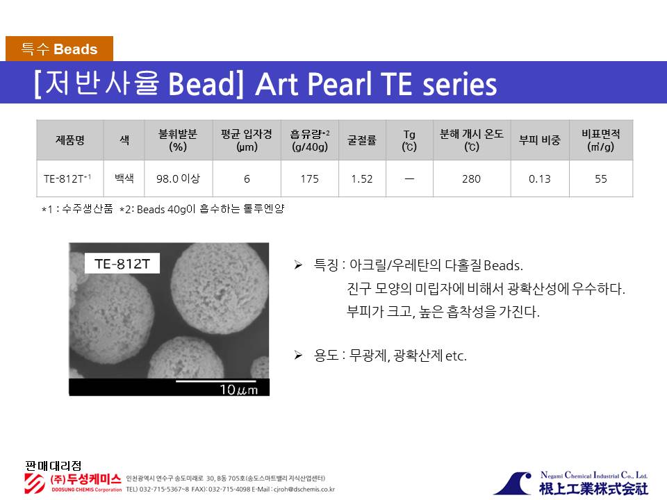 Art Pearl 저반사율 Bead TE시리즈